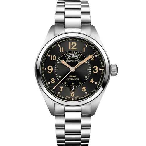 Hamilton Khaki Field Day Date Automa Paslanmaz Çelik / Siyah / Bilezik 42mm, referans H70505933