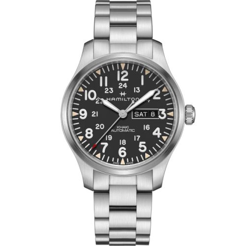 Hamilton Khaki Field Day Date Auto Paslanmaz Çelik / Siyah / Bilezik 42mm, referans H70535131
