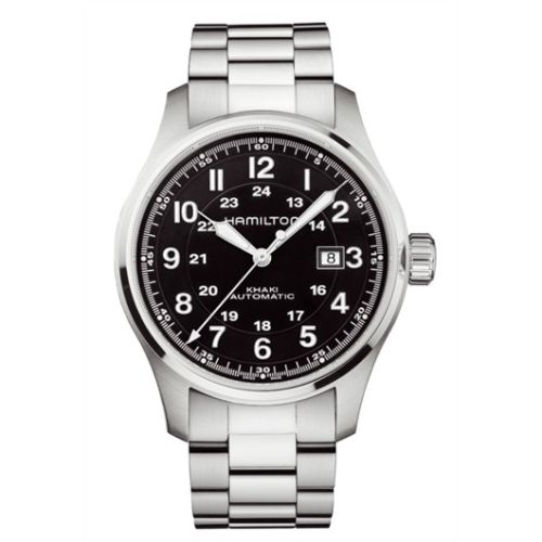 Hamilton Khaki Field Officer Automatic 44 Paslanmaz Çelik / Siyah / Bilezik, referans H70625133