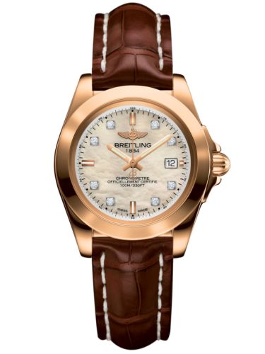 Breitling Galactic 32 Sleek Edition Pembe Altın / Pearl Elmas / Croco, referans H7133012.A803.778P