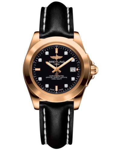 Breitling Galactic 32 Sleek Edition Pembe Altın / Trophy Siyah Elmas / Calf, referans H7133012.BF64.408X