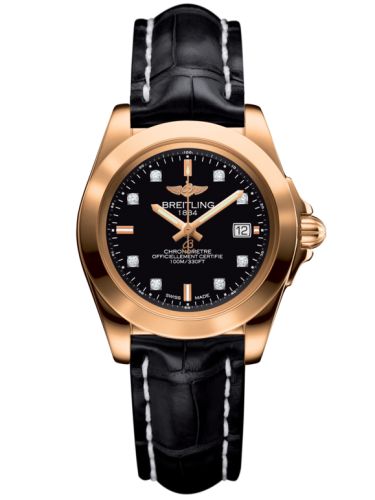 Breitling Galactic 32 Sleek Edition Pembe Altın / Trophy Siyah Elmas / Croco, referans H7133012.BF64.777P
