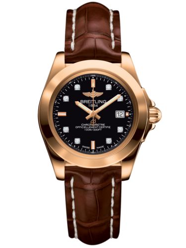 Breitling Galactic 32 Sleek Edition Pembe Altın / Trophy Siyah Elmas / Croco, referans H7133012.BF64.778P