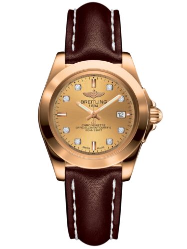 Breitling Galactic 32 Sleek Edition Pembe Altın / Altınen Sun Elmas / Calf, referans H7133012.H550.410X