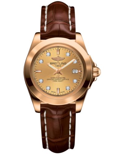Breitling Galactic 32 Sleek Edition Pembe Altın / Altınen Sun Elmas / Croco, referans H7133012.H550.778P