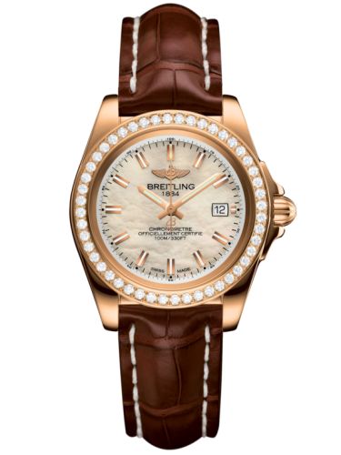 Breitling Galactic 32 Sleek Edition Pembe Altın / Elmas / Pearl / Croco, referans H7133053.A802.778P