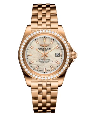 Breitling Galactic 32 Sleek Edition Pembe Altın / Elmas / Pearl / Bilezik, referans H7133053.A802.792H