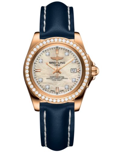 Breitling Galactic 32 Sleek Edition Pembe Altın / Elmas / Pearl Elmas / Calf, referans H7133053.A803.116X