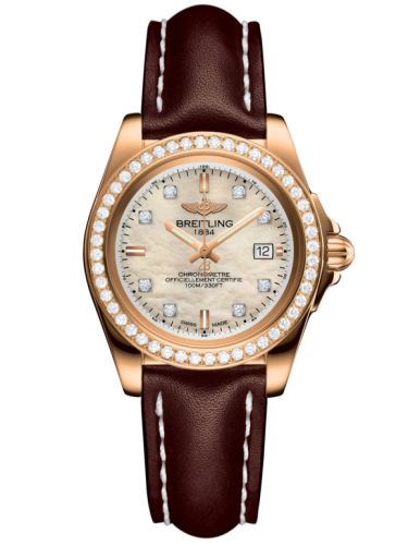 Breitling Galactic 32 Sleek Edition Pembe Altın / Elmas / Pearl Elmas / Calf, referans H7133053.A803.410X
