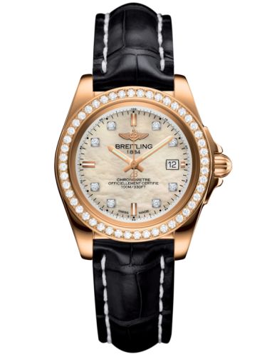 Breitling Galactic 32 Sleek Edition Pembe Altın / Elmas / Pearl Elmas / Croco, referans H7133053.A803.777P