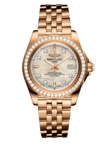 Breitling Galactic 32 Sleek Edition Pembe Altın / Elmas / Pearl Elmas / Bilezik, referans H7133053.A803.792H