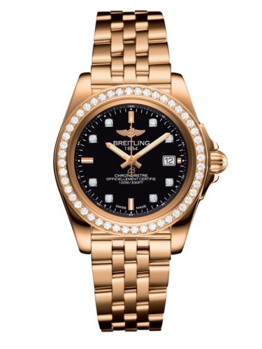 Breitling Galactic 32 Sleek Edition Pembe Altın / Elmas / Trophy Siyah Elmas / Bilezik, referans H7133053.BF64.792H