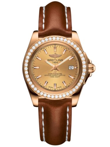 Breitling Galactic 32 Sleek Edition Pembe Altın / Elmas / Altınen Sun / Calf, referans H7133053.H549.406X