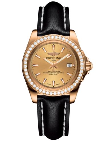Breitling Galactic 32 Sleek Edition Pembe Altın / Elmas / Altınen Sun / Calf, referans H7133053.H549.408X