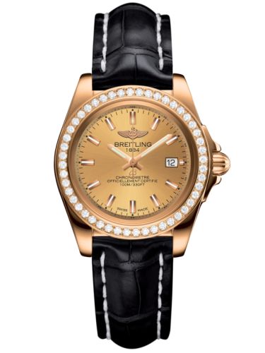 Breitling Galactic 32 Sleek Edition Pembe Altın / Elmas / Altınen Sun / Croco, referans H7133053.H549.777P