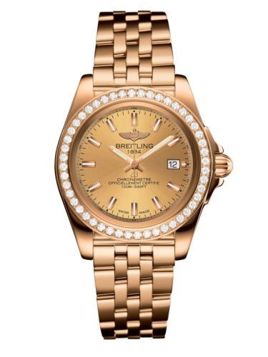 Breitling Galactic 32 Sleek Edition Pembe Altın / Elmas / Altınen Sun / Bilezik, referans H7133053.H549.792H