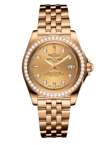 Breitling Galactic 32 Sleek Edition Pembe Altın / Elmas / Altınen Sun Elmas / Bilezik, referans H7133053.H550.792H