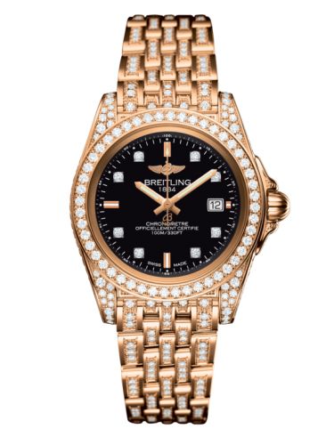 Breitling Galactic 32 Sleek Edition Pembe Altın / Elmasworks / Trophy Siyah Elmas / Bilezik, referans H71330AF.BF64.792T