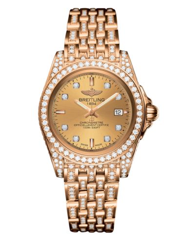 Breitling Galactic 32 Sleek Edition Pembe Altın / Elmasworks / Altınen Sun Elmas / Bilezik, referans H71330AF.H550.792T
