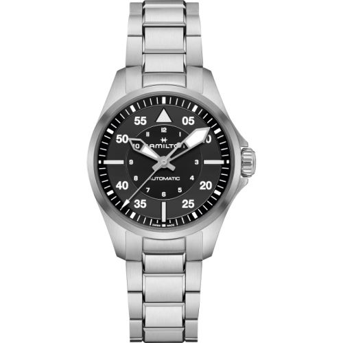 Hamilton Khaki Aviation Pilot Auto 36 Paslanmaz Çelik / Siyah / Bilezik, referans H76215130