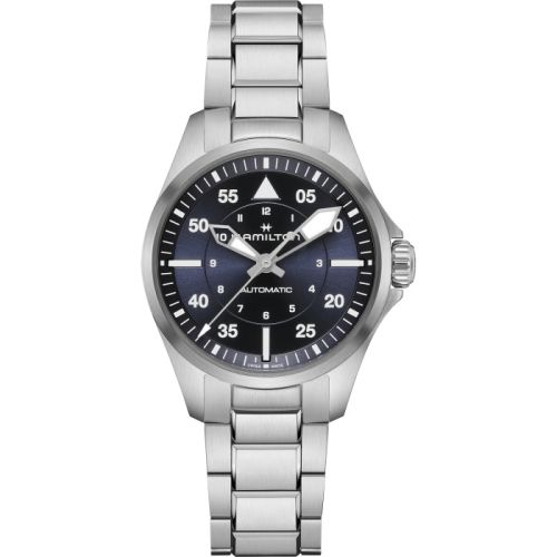 Hamilton Khaki Aviation Pilot Auto 36 Paslanmaz Çelik / Mavi / Bilezik, referans H76215140