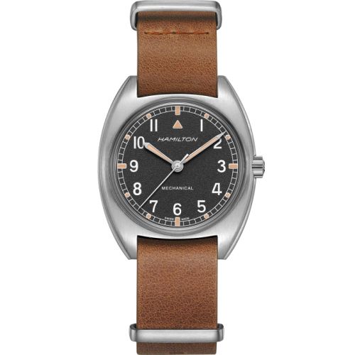 Hamilton Khaki Aviation Pilot Pioneer Mechanical Paslanmaz Çelik / Siyah / Leather, referans H76419531