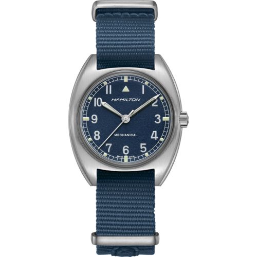 Hamilton Khaki Aviation Pilot Pioneer Mechanical Paslanmaz Çelik / Mavi, referans H76419941