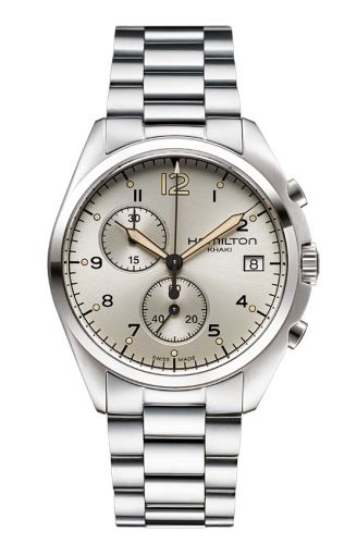 Hamilton Khaki Pilot Pioneer Chrono Quartz Ivory / Bilezik 41mm, referans H76512155