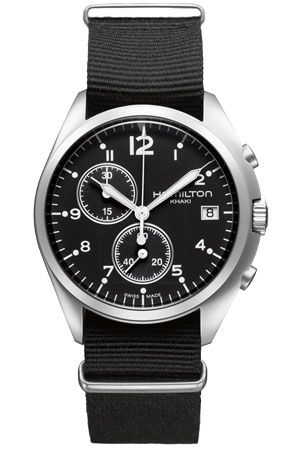 Hamilton Khaki Pilot Pioneer Chrono Quartz Siyah / NATO 41mm, referans H76552433