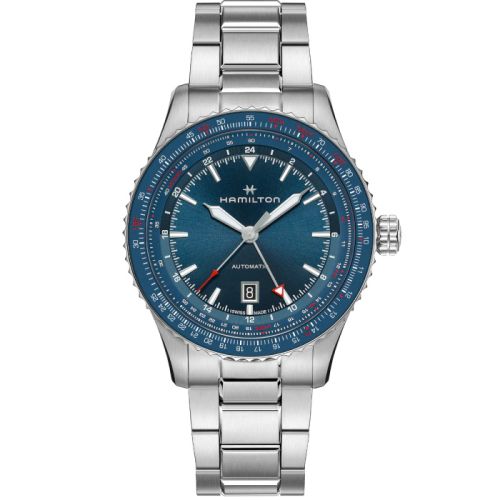 Hamilton Khaki Aviation Converter Auto GMT Paslanmaz Çelik / Mavi / Bilezik 44mm, referans H76715140