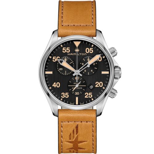 Hamilton Khaki Pilot Chrono Quartz 44 Paslanmaz Çelik / Siyah, referans H76722531