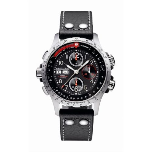 Hamilton Khaki Aviation X-Wind Automatic Black-Orange / Leather, reference H77646733
