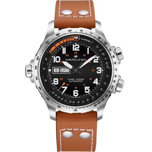Hamilton Khaki Aviation X Wind Day Date Auto Stainless Steel / Black / Bracelet 45mm, reference H77755533