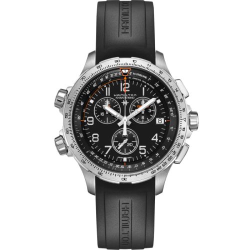 Hamilton Khaki Aviation X-Wind GMT Chrono Quartz Stainless Steel / Black / Rubber 46mm, reference H77912335