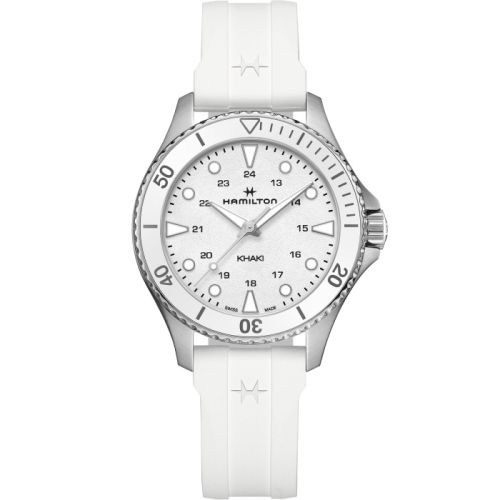Hamilton Khaki Navy Scuba Quartz 37 Paslanmaz Çelik / Beyaz / Kauçuk, referans H82221310
