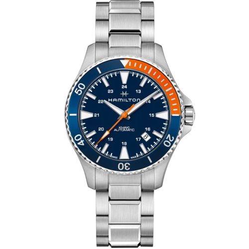 Hamilton Khaki Navy Scuba Auto Paslanmaz Çelik / Mavi / Bilezik 40mm, referans H82365141