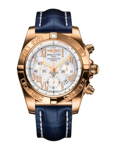 Breitling Chronomat 44 Pembe Altın / Pearl Roman / Croco, referans HB011012.A693.731P