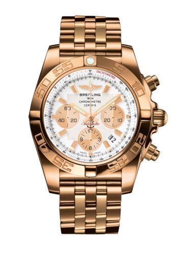 Breitling Chronomat 44 Pembe Altın / Antarctica Beyaz / Bilezik, referans HB011012.A696.375H