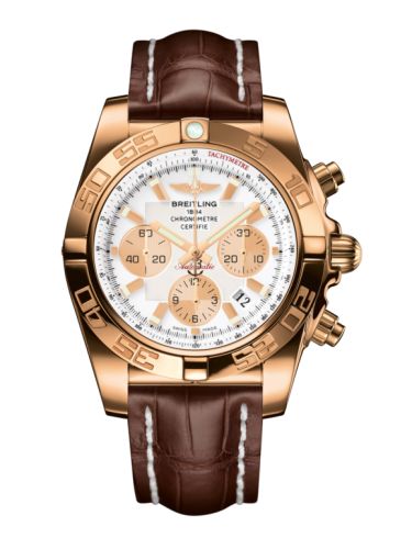 Breitling Chronomat 44 Pembe Altın / Antarctica Beyaz / Croco, referans HB011012.A696.739P