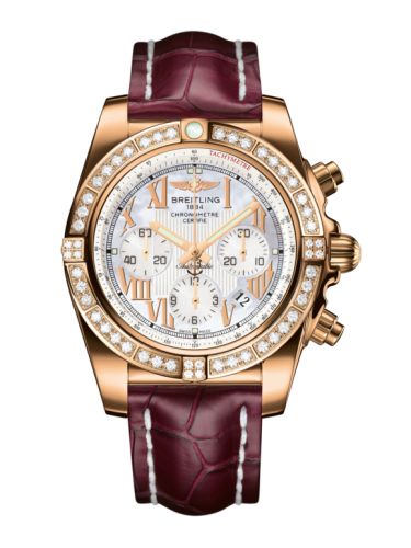 Breitling Chronomat 44 Pembe Altın / Elmas / Pearl Roman / Croco, referans HB011059.A693.735P