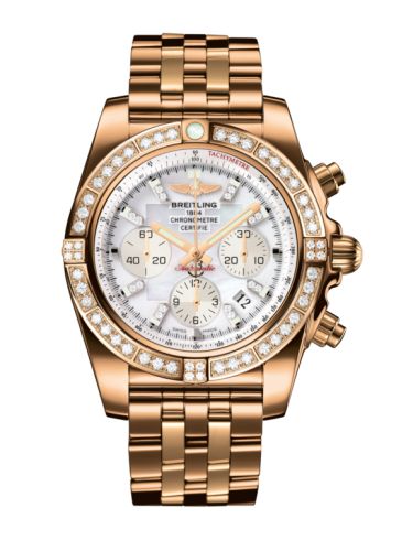 Breitling Chronomat 44 Pembe Altın / Elmas / Pearl Elmas / Bilezik, referans HB011059.A698.375H
