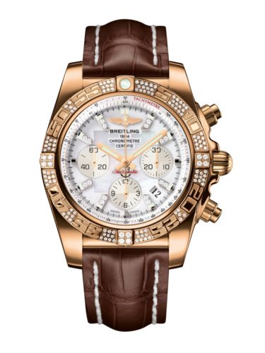 Breitling Chronomat 44 Pembe Altın / Elmas / Pearl Elmas / Croco, referans HB0110AE.A698.739P