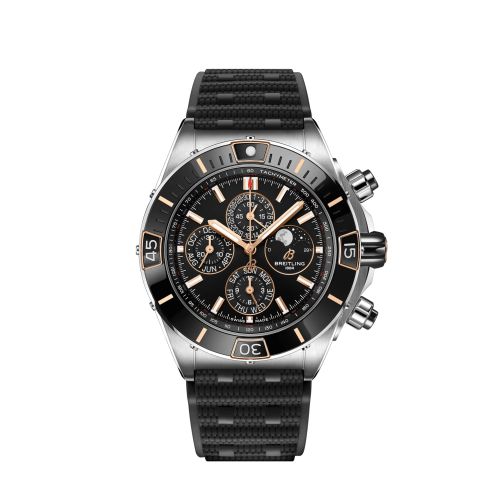 Super Chronomat 1461 Days 44 Paslanmaz Çelik / Siyah / Kauçuk Rouleaux