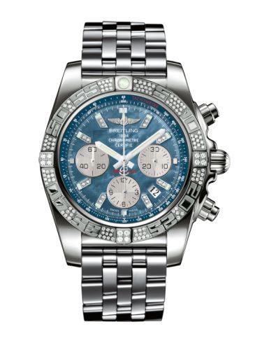 Breitling Chronomat 44 Beyaz Altın / Elmas / Siyah Pearl Elmas / Bilezik, referans JB0110AE.BC54.375J