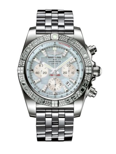 Breitling Chronomat 44 Beyaz Altın / Elmas / Gray Pearl Elmas / Bilezik, referans JB0110AE.G686.375J