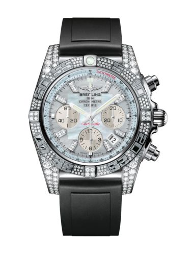 Breitling Chronomat 44 Beyaz Altın Elmasworks / Gray Pearl Elmas / Kauçuk, referans JB0110AJ.G731.134S