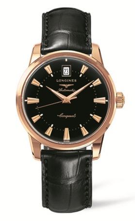 Longines Conquest Heritage Pembe Altın Siyah, referans L1.611.8.52.4