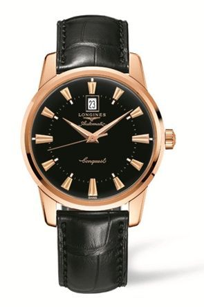 Longines Conquest Heritage 40mm Pembe Altın Siyah, referans L1.645.8.52.4