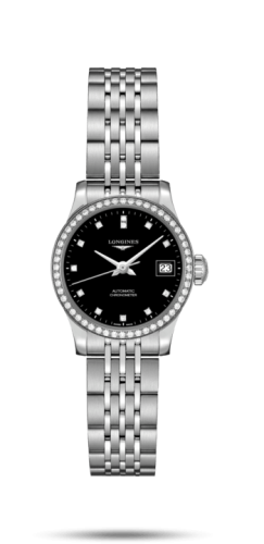 Longines Record 26mm Paslanmaz Çelik / Elmas / Siyah-Elmas / Bilezik, referans L2.320.0.57.6
