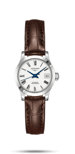 Longines Record 26mm Paslanmaz Çelik / Beyaz-Roman / Alligator, referans L2.320.4.11.2